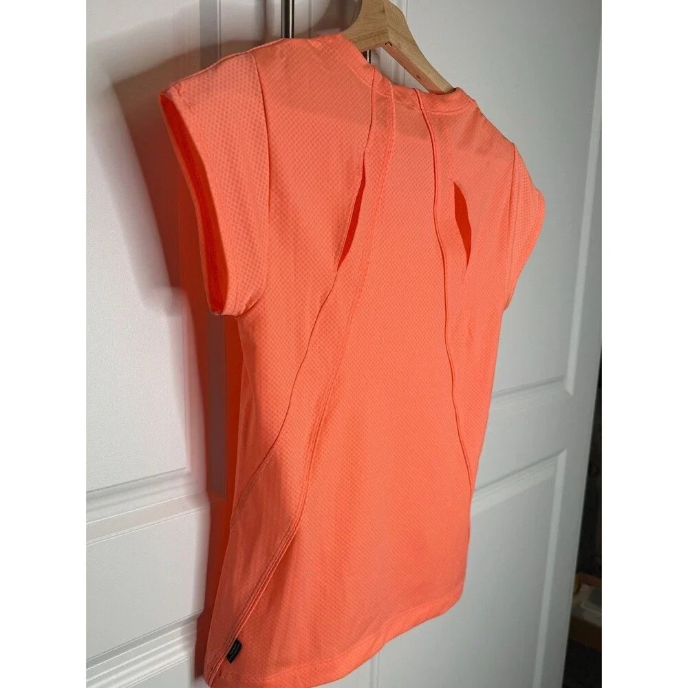 Athleta Allyson Felix Legend Fitted Tee Coral Running Shirt UPF 50+ Womens S/XS